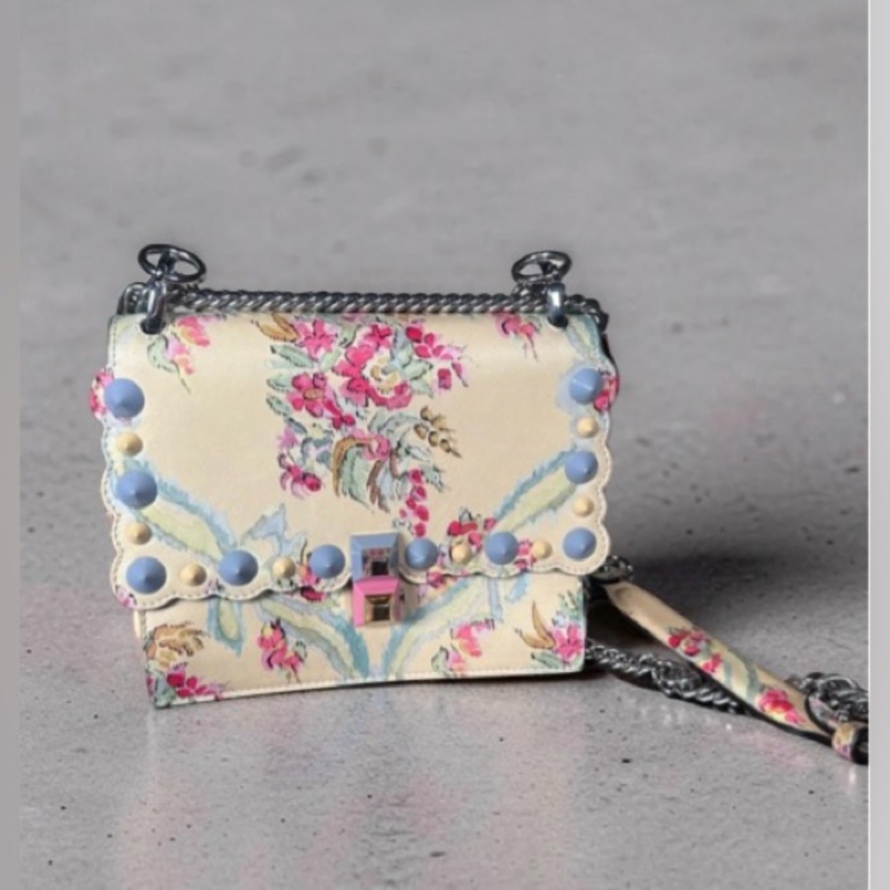 Fendi Kan I Floral Crossbody Bag with Chain Strap